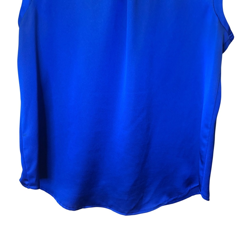 Liz Claiborne Career Womens Blue Sleeveless Pleated Blouse L - Picture 7 of 9